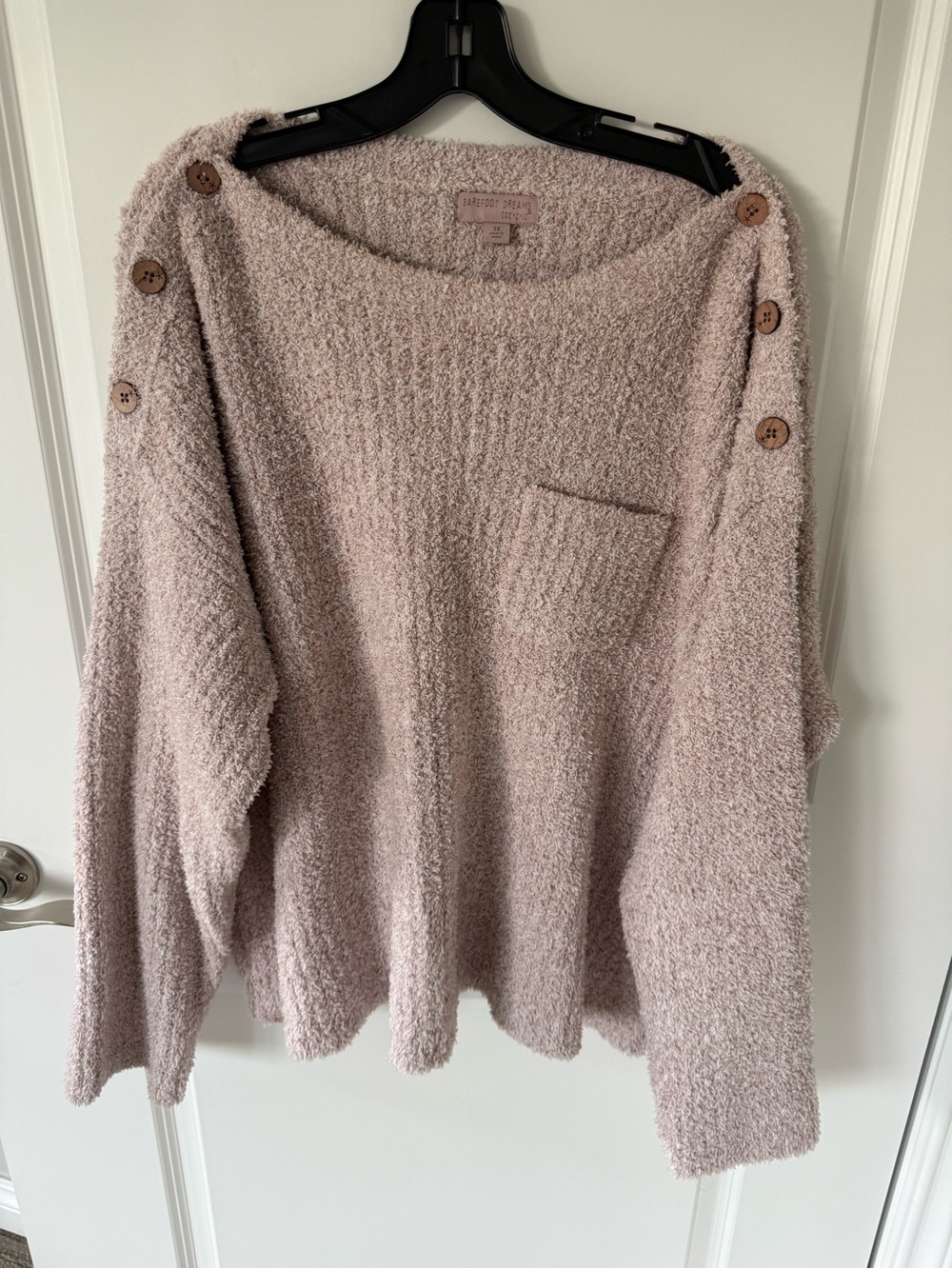 Barefoot Dreams Boatneck Button Pocket Pullover Sweater Size 3X